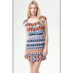 NWT Jessica Simpson Midi‎ Dress Sleeveless Pockets Cut Outs Purple Orange Blue 6